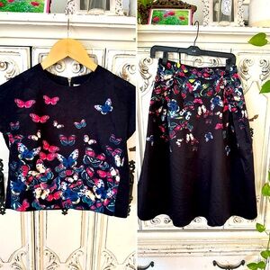 Beautiful Butterfly Y2K Vintage Miri 2.0 Formal Black Two Piece Set